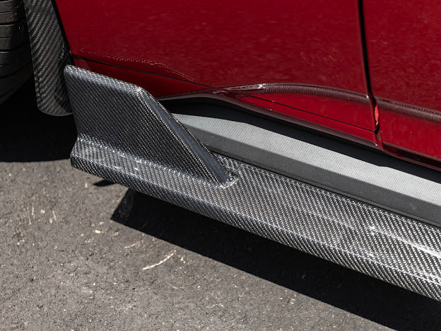 2024-UP FORD MUSTANG S650 | GT350R PERFORMANCE STYLE CARBON FIBER SIDE SKIRTS EXTENSION ROCKER PANELS GROUND EFFECTS